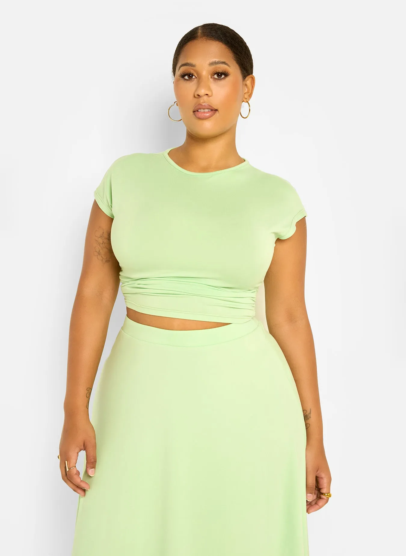Essential Crew Neck Crop Top - Mint Green