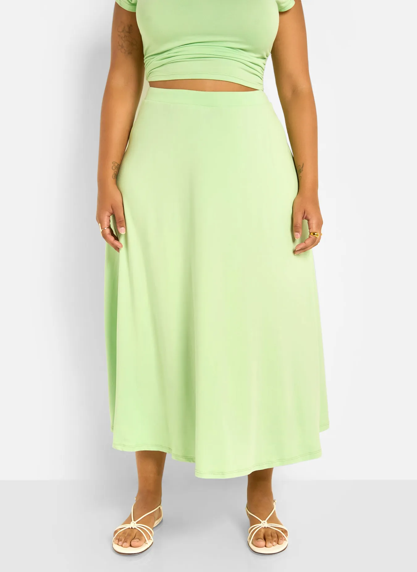 Essential Crew Neck Crop Top - Mint Green