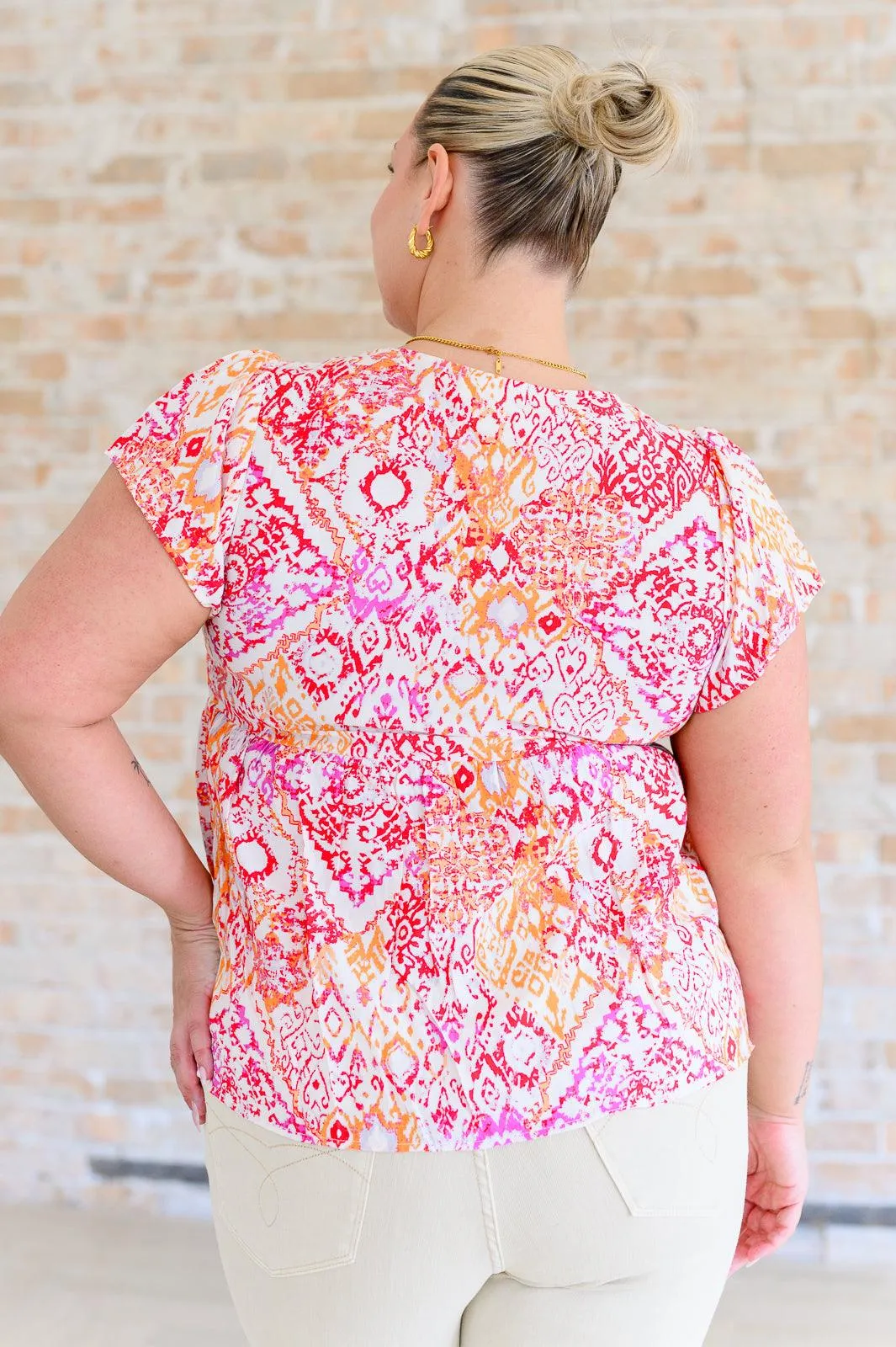 Multi Colored Flutter Sleeve Top