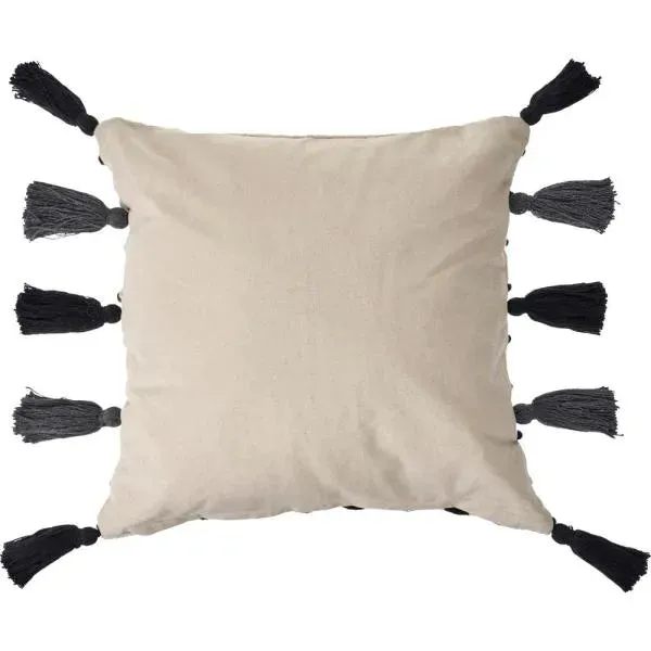 Tasseled Black and Cream Modern ��LR07463 Throw Pillow